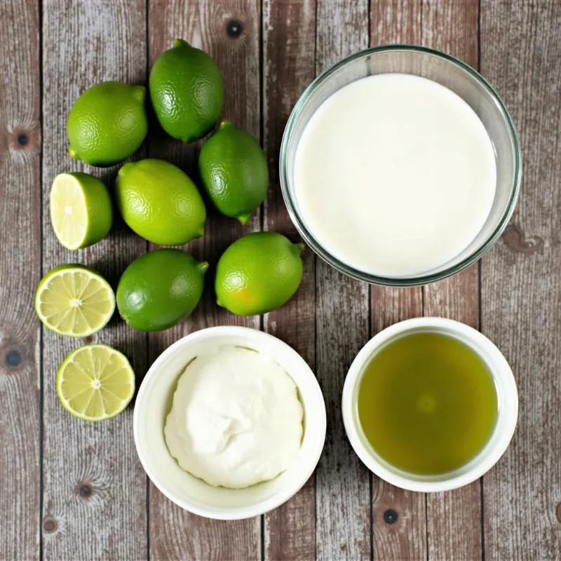 Vegan key lime pie ingredients laid out on a table