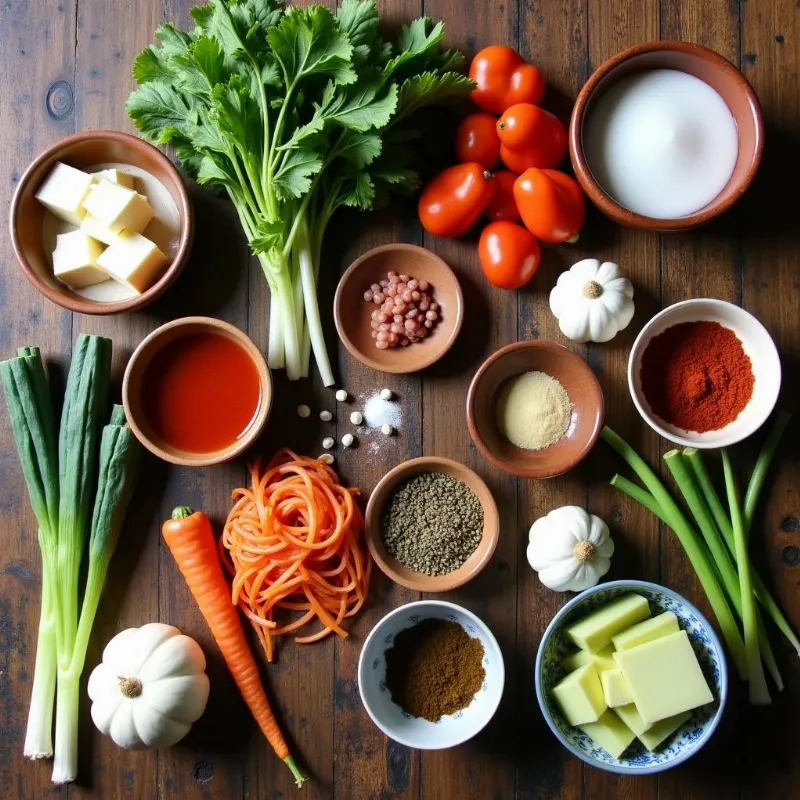 Vegan Korean Tofu Soup Ingredients