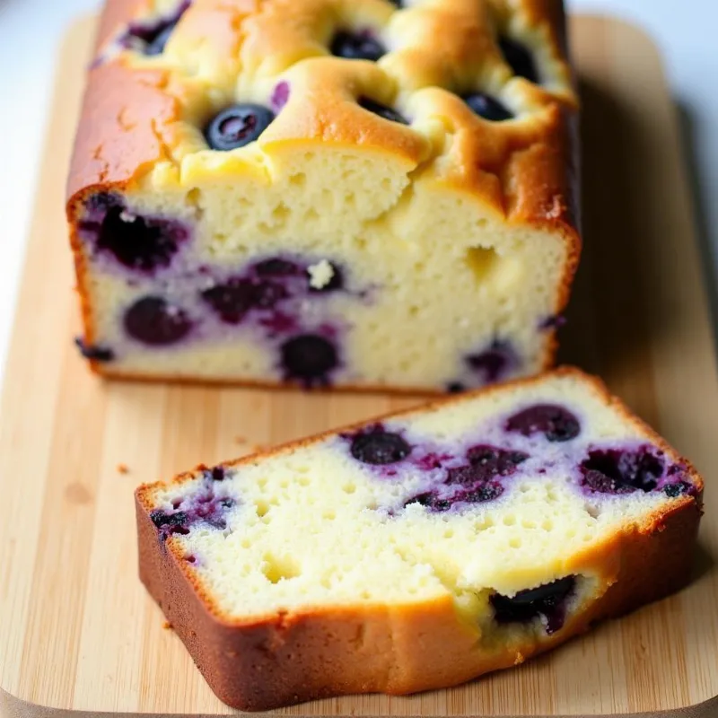 Sliced vegan lemon blueberry loaf