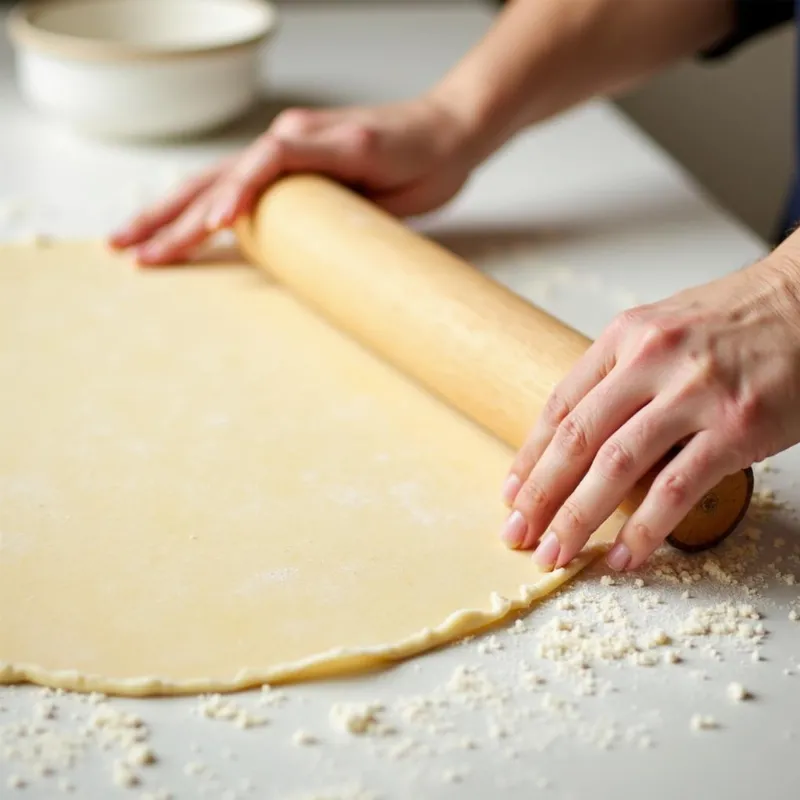 Rolling out vegan pie crust.