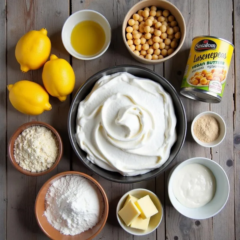 Ingredients for vegan lemon meringue pie.