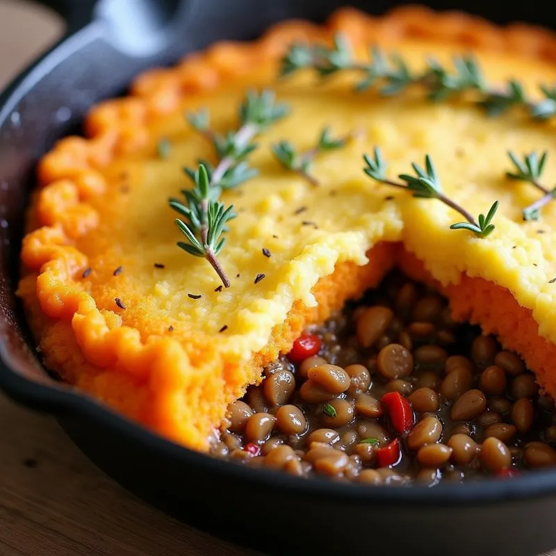 Vegan Lentil Shepherd's Pie with Sweet Potato Mash