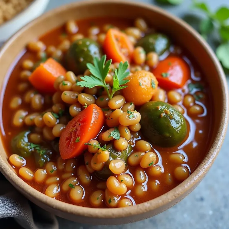 a bowl of vegan lentil stew