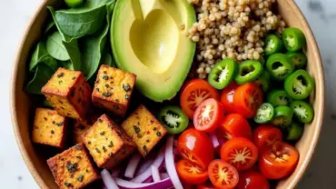 Vegan Buddha Bowl with Tofu and Avocado