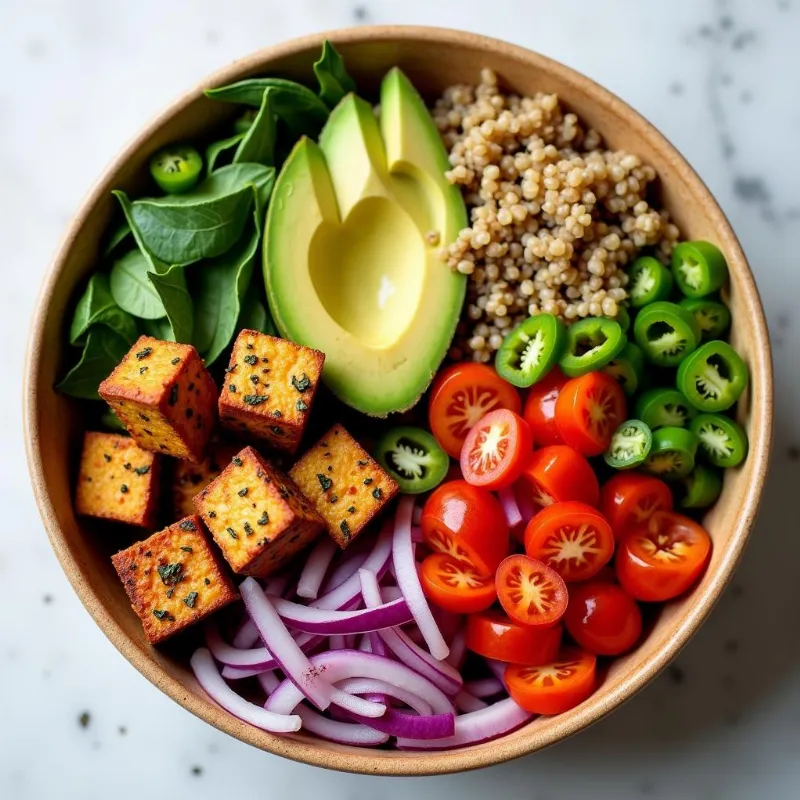 Vegan Buddha Bowl with Tofu and Avocado