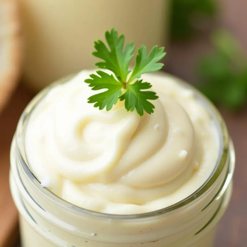 Jar of homemade vegan mayo