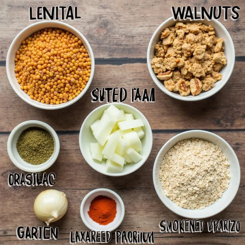 A vibrant spread of vegan meatball ingredients