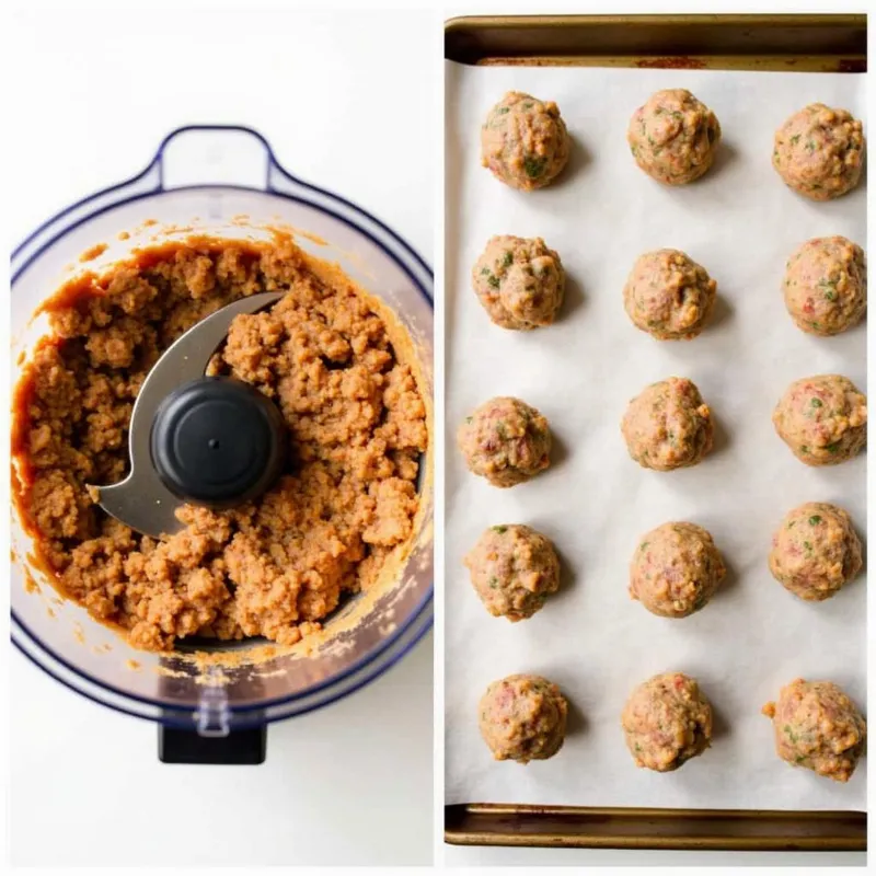 Vegan Meatball Mixture and Shaped Meatballs