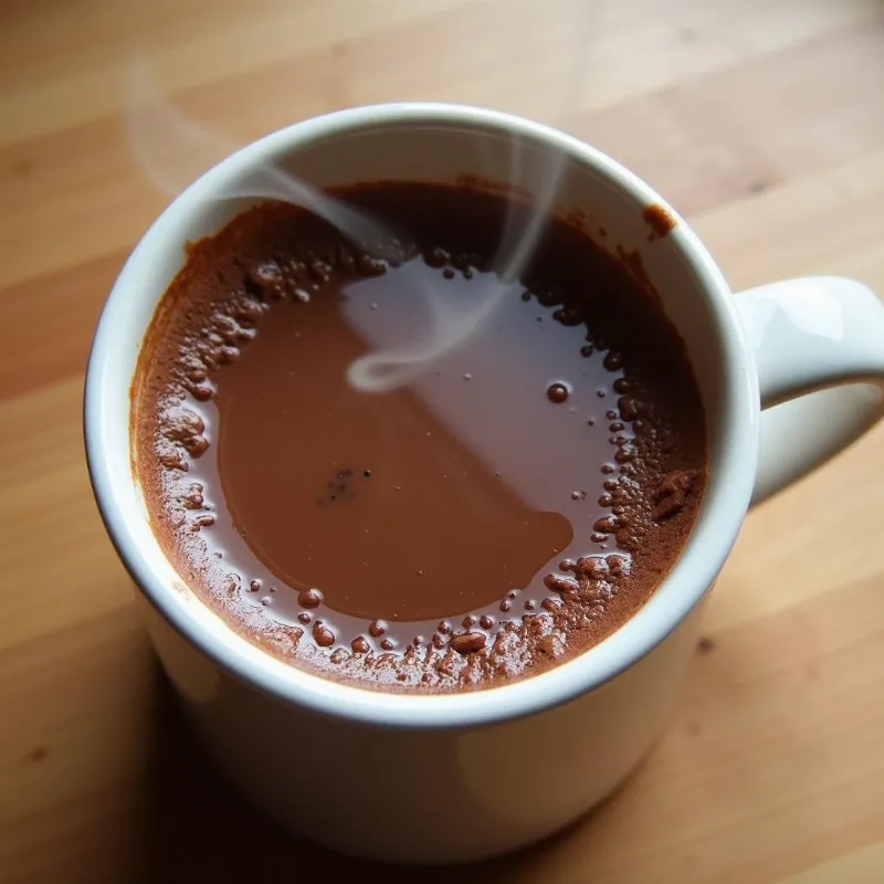 A mug filled with vegan Mexican hot chocolate