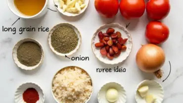 Vegan Mexican red rice ingredients