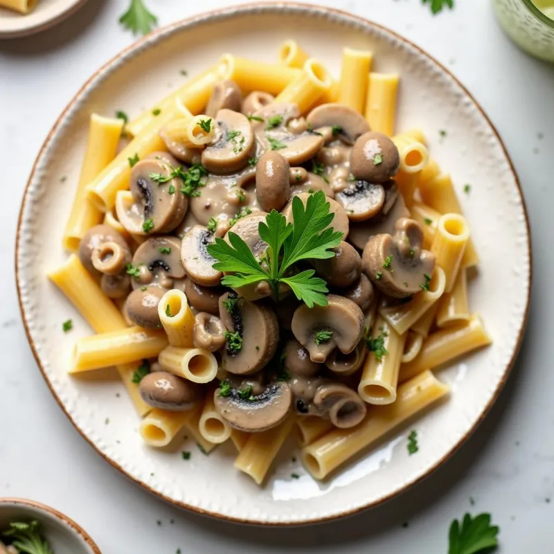 Vegan Mushroom Stroganoff on Pasta