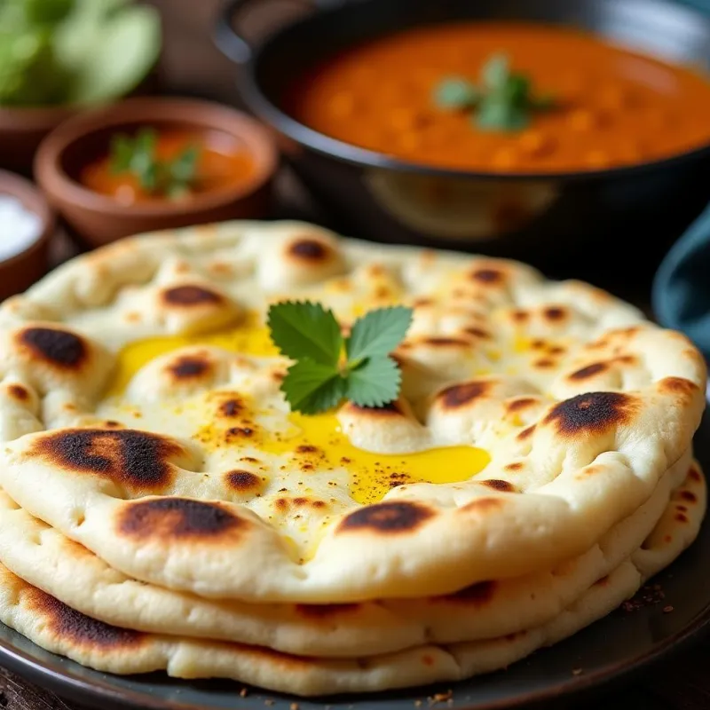 Freshly cooked vegan naan bread