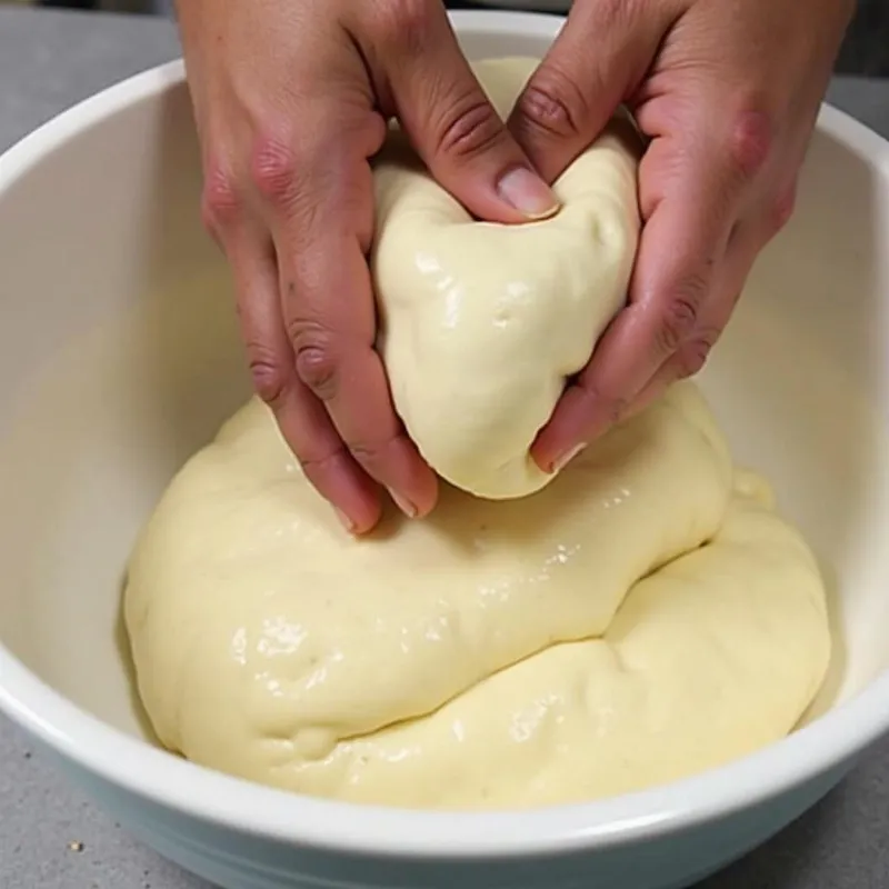 Kneading vegan naan dough