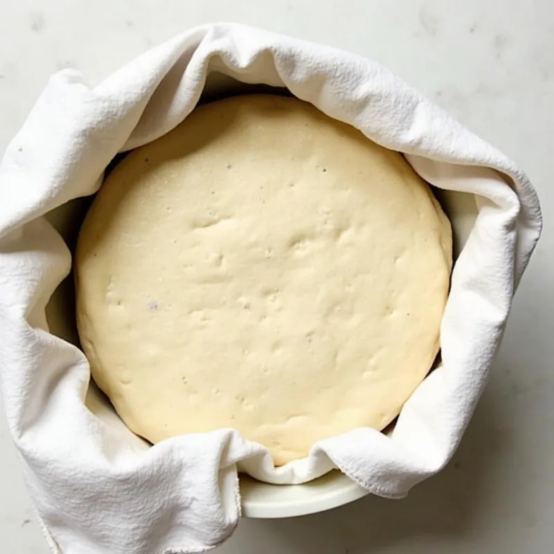 Vegan naan dough rising in a bowl