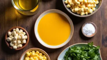 Vegan nacho cheese ingredients laid out on a table.