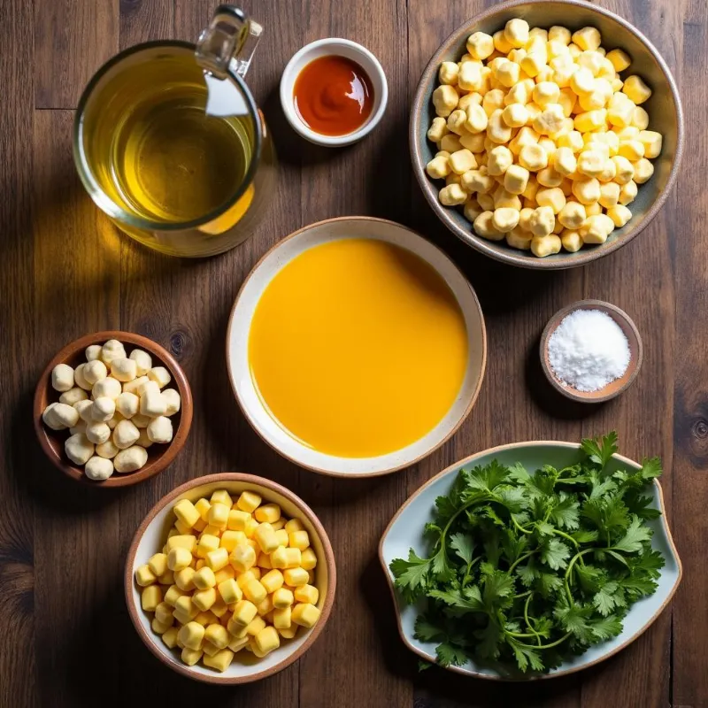 Vegan nacho cheese ingredients laid out on a table.