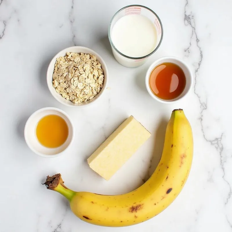 Vegan oat muffins ingredients laid out on a countertop