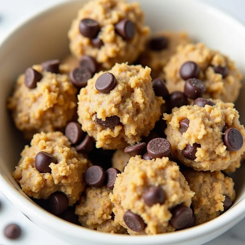 Vegan oatmeal chocolate chip cookie dough in a bowl