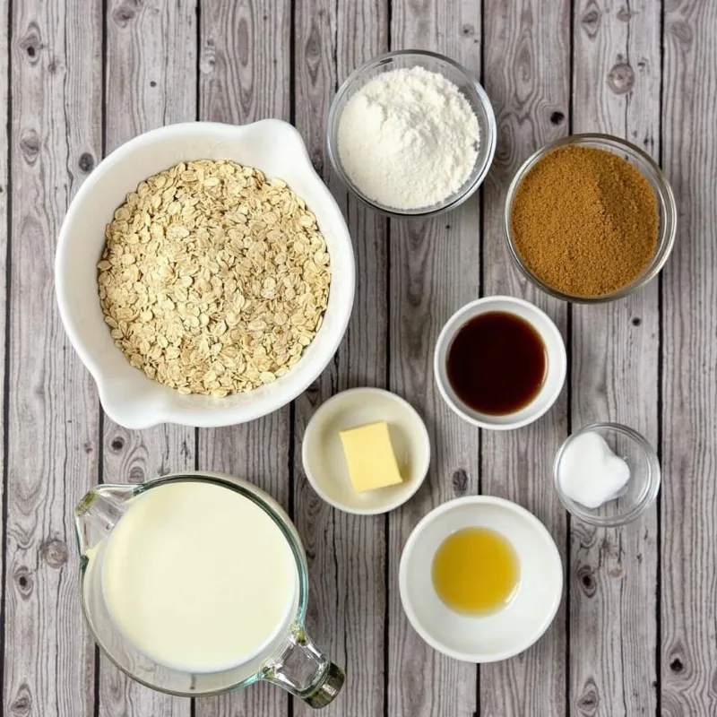 Vegan oatmeal cream pie ingredients laid out on a table