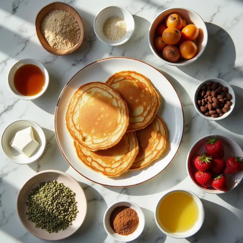 Vegan Pancake Ingredients Laid Out on a Countertop