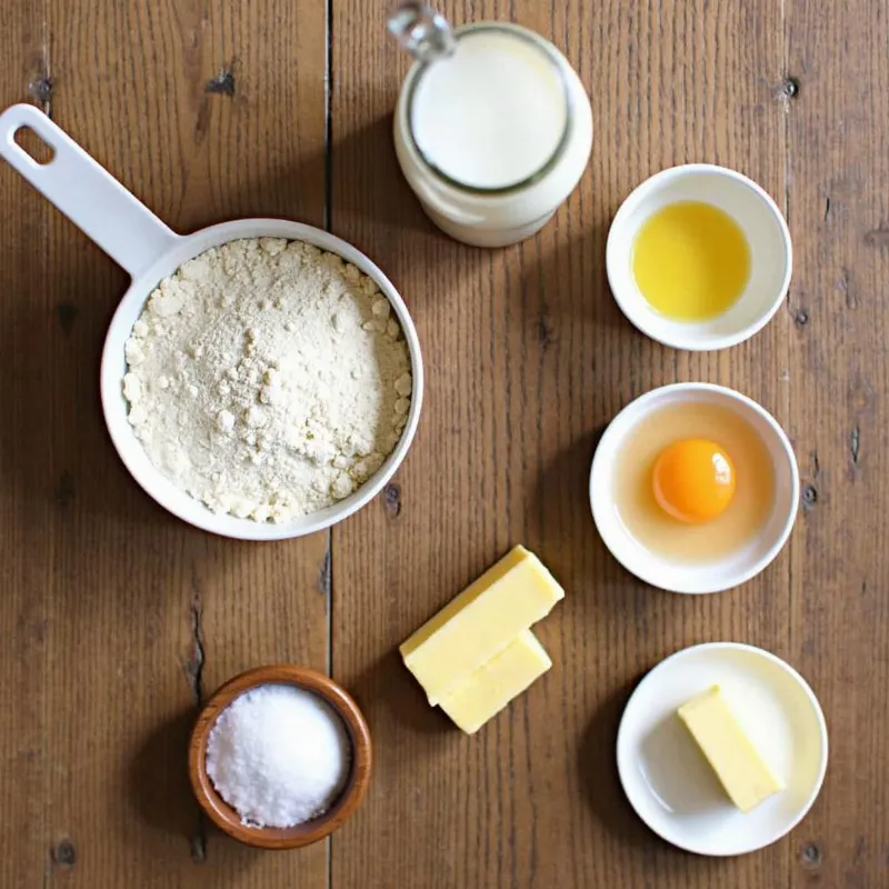 Vegan pancake ingredients arranged neatly on a table