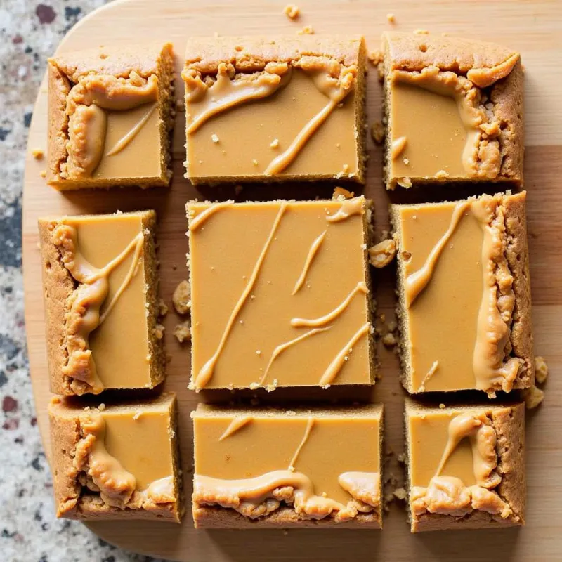 Vegan Peanut Butter Bars Cut into Squares