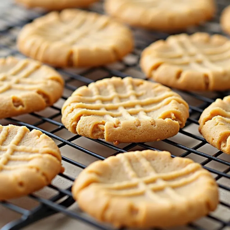 Vegan Peanut Butter Cookies on a Cooling Rack