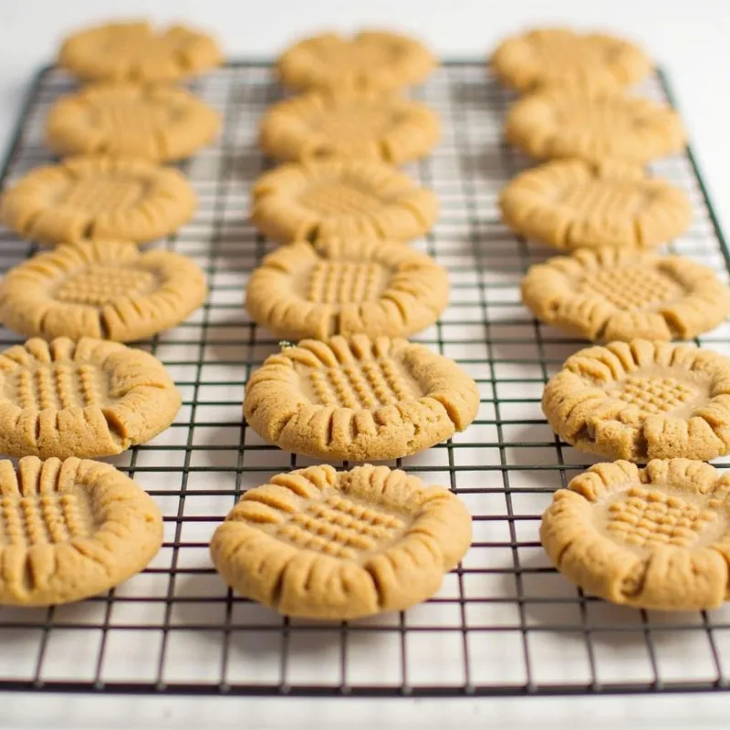 Vegan Peanut Butter Cookies Cooling