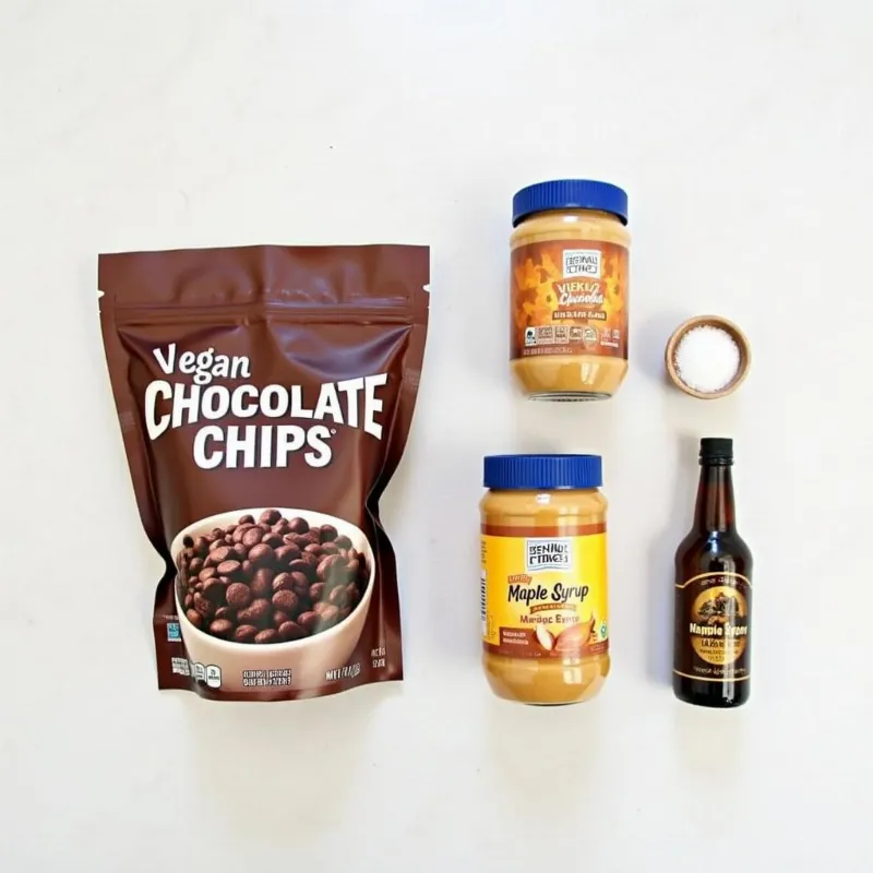 Vegan peanut butter cup ingredients laid out on a table