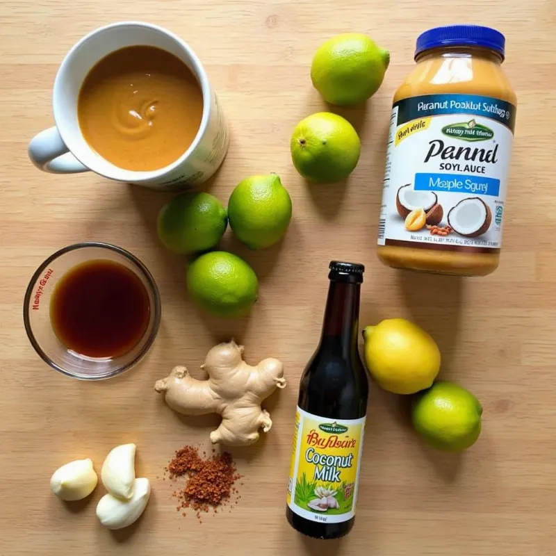 Ingredients for vegan peanut satay sauce