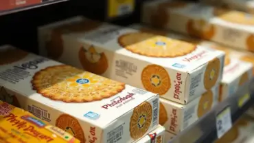 Vegan phyllo dough packages on a supermarket shelf