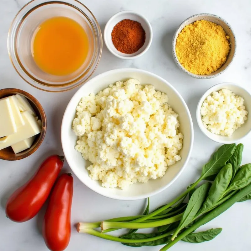 Vegan Pizza Ingredients Spread on a Table