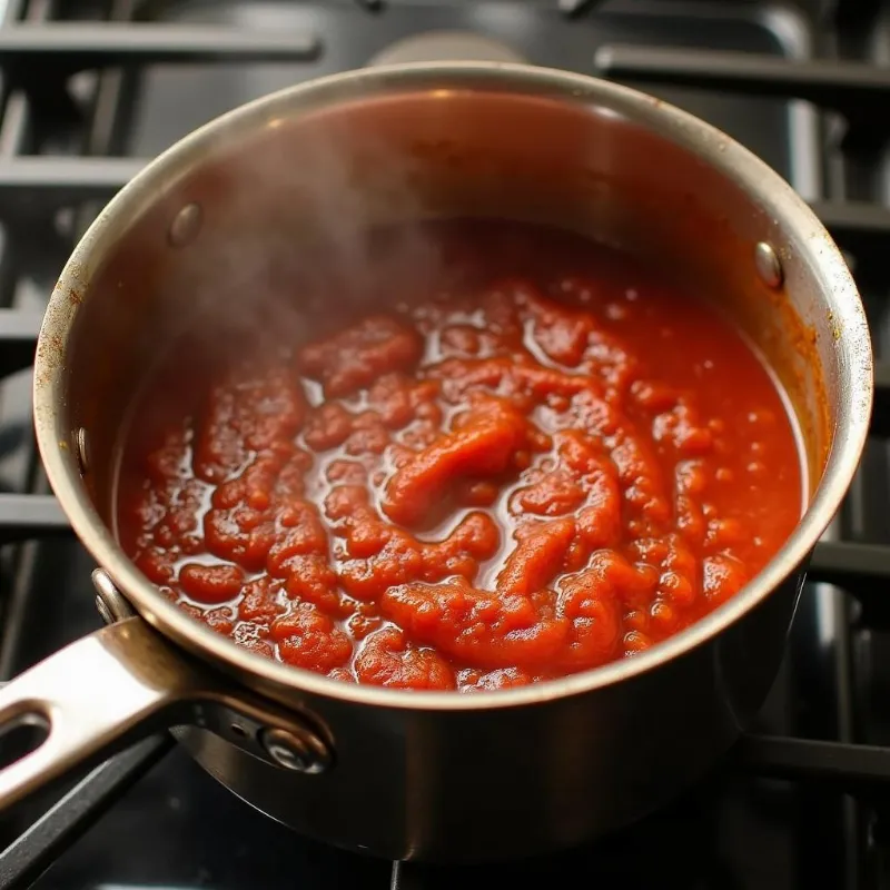 Vegan Pizza Sauce Simmering