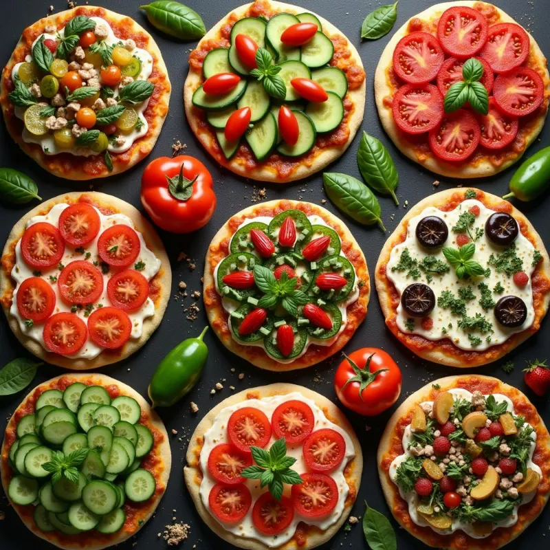 Colorful Array of Vegan Pizza Toppings