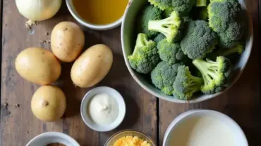 Vegan potato and broccoli soup ingredients