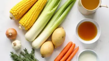 Vegan potato corn chowder ingredients