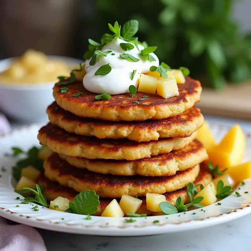 vegan potato pancakes with toppings