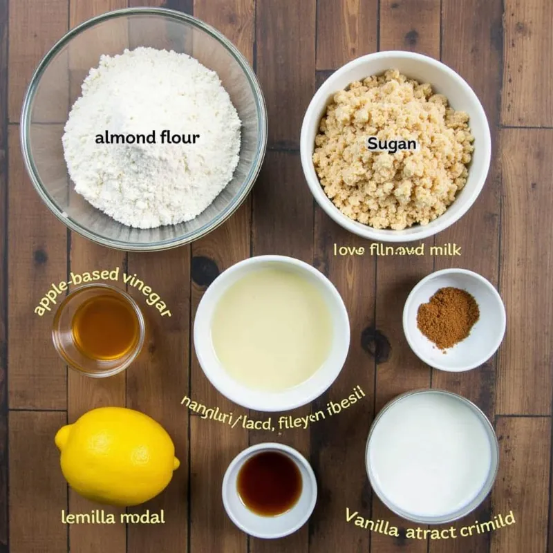 Vegan pound cake ingredients arranged on a table