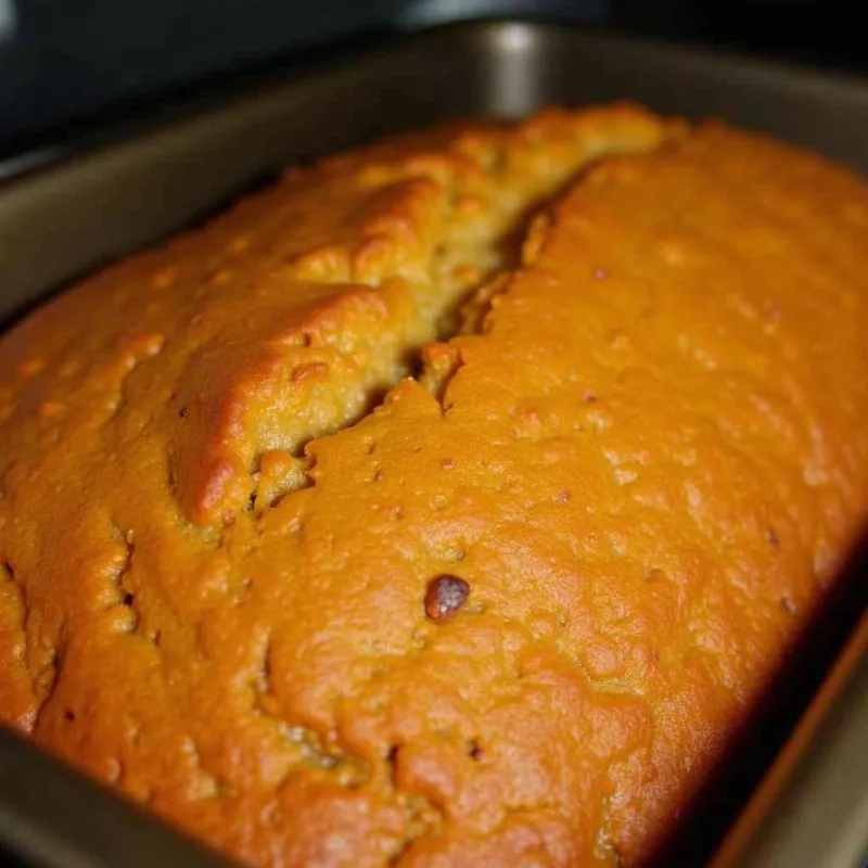 Baking the vegan pumpkin banana bread in the oven.