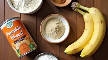 Ingredients for vegan pumpkin banana bread.