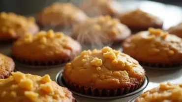 Vegan pumpkin muffins in a muffin tin