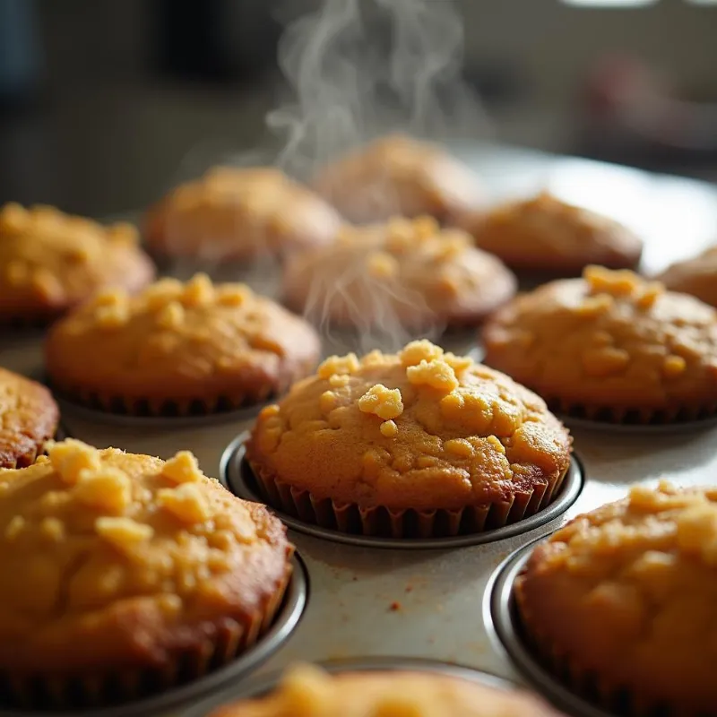 Vegan pumpkin muffins in a muffin tin