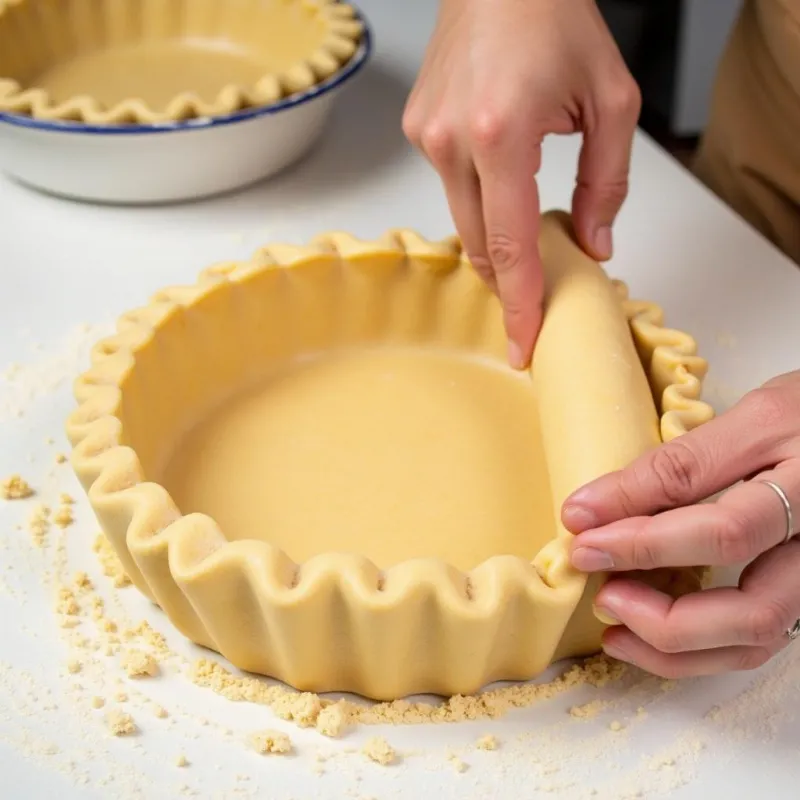 Vegan pumpkin pie dough being rolled out