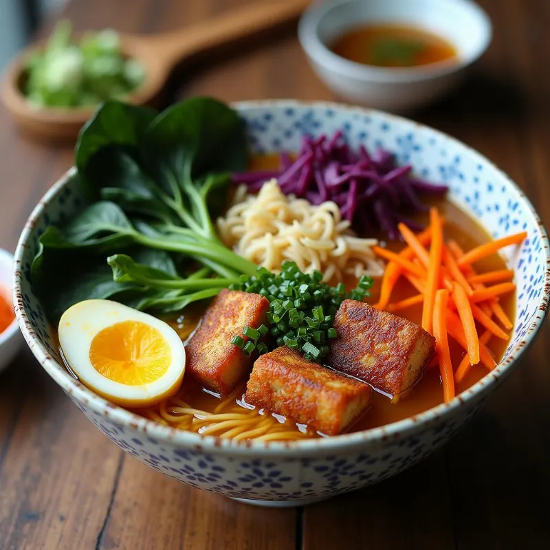 Vegan Ramen Bowl with Tofu and Vegetables