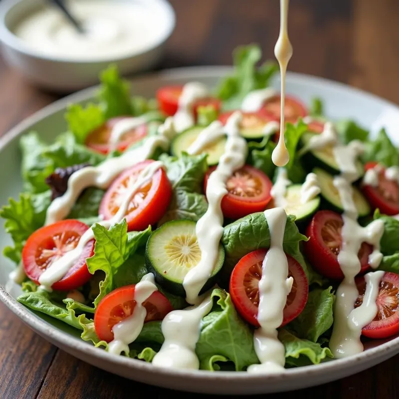 Vegan ranch dressing on salad