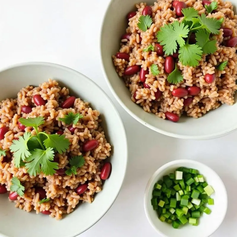 Vegan Red Beans and Rice Served in Bowls