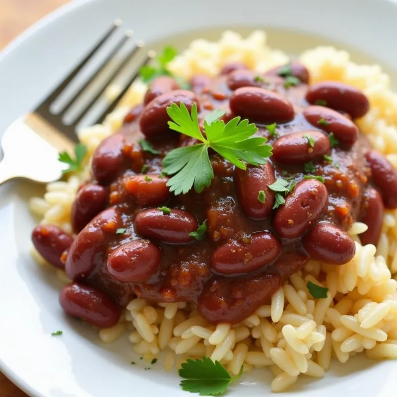 Vegan Red Beans and Rice Serving