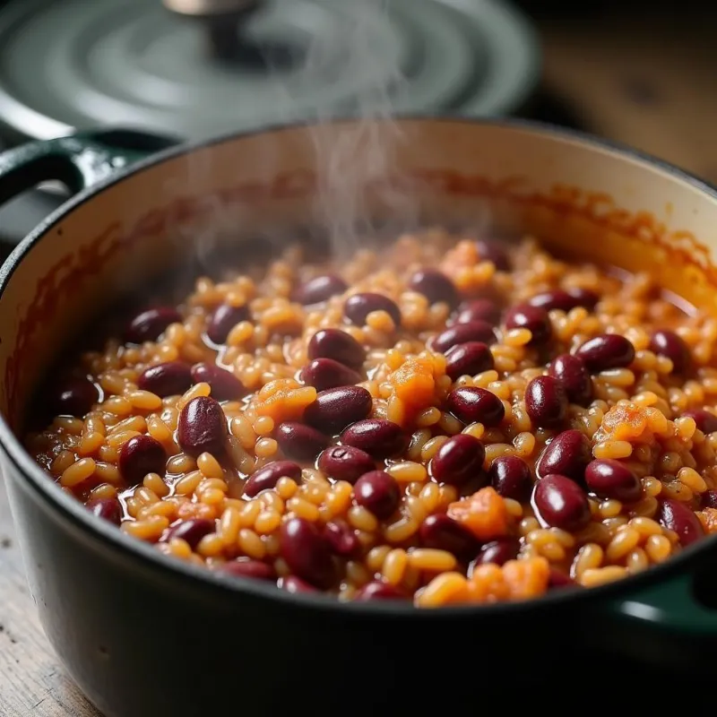 Vegan Red Beans and Rice Simmering