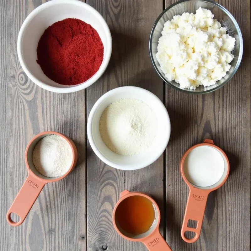 Vegan Red Velvet Cookie Ingredients Laid Out on a Table