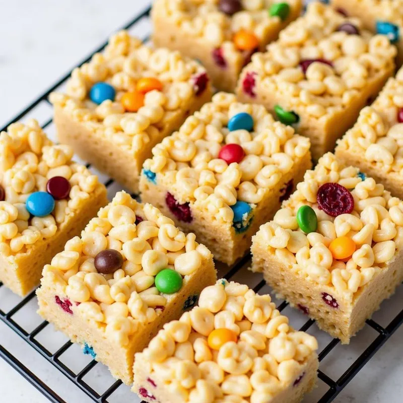 Vegan rice crispy treats cut into squares